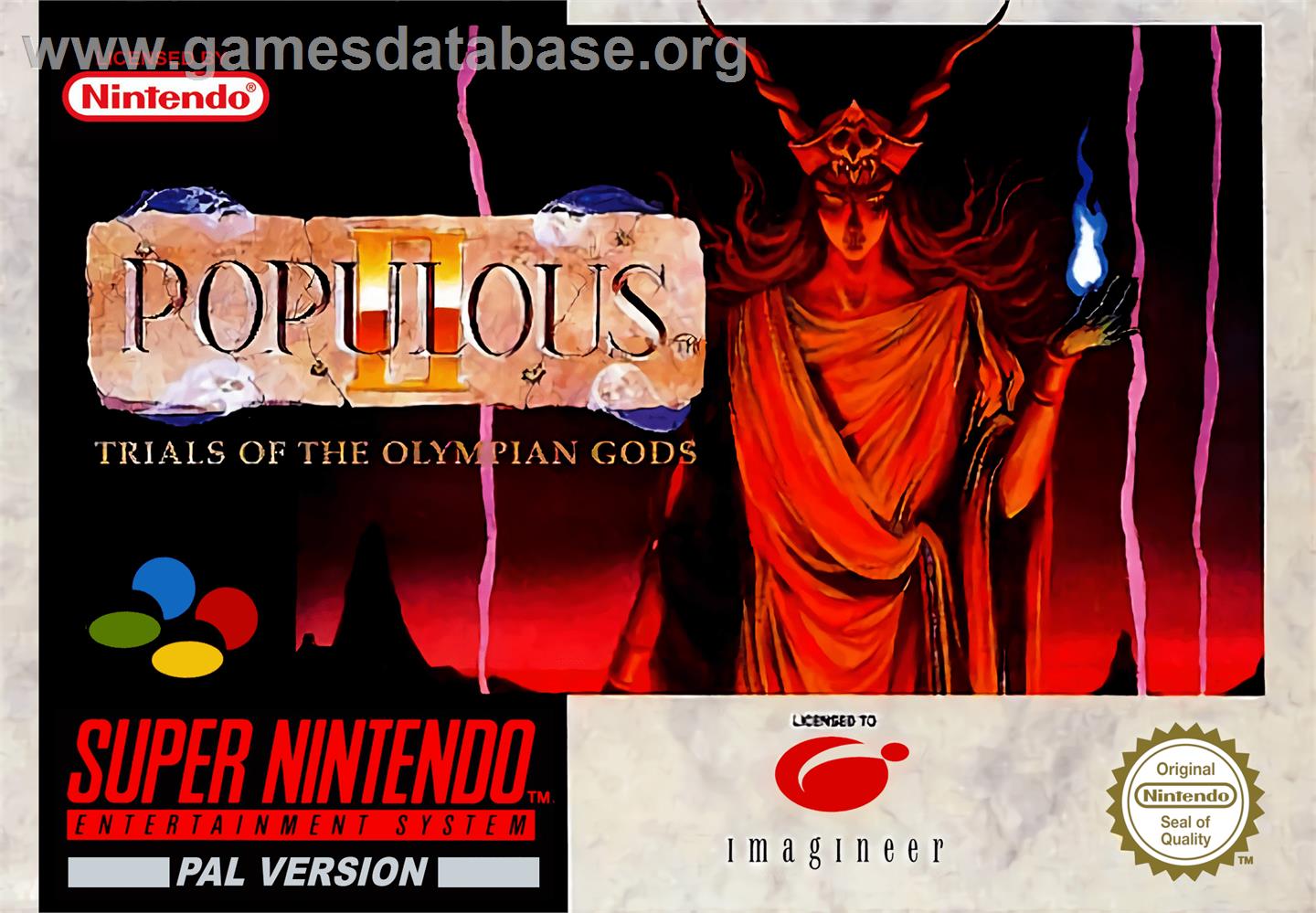 Populous II: Trials of the Olympian Gods - Nintendo SNES - Artwork - Box