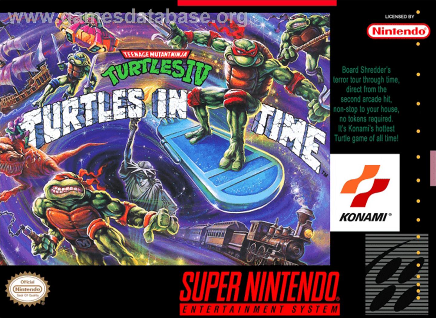 Teenage Mutant Ninja Turtles IV: Turtles in Time - Nintendo SNES - Artwork - Box