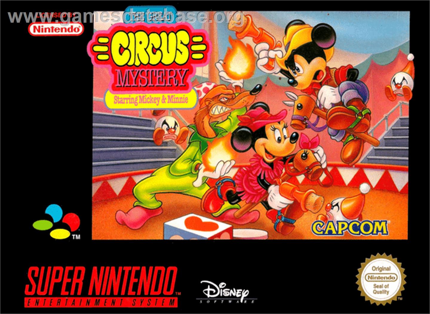 The Great Circus Mystery starring Mickey and Minnie Mouse - Nintendo SNES - Artwork - Box