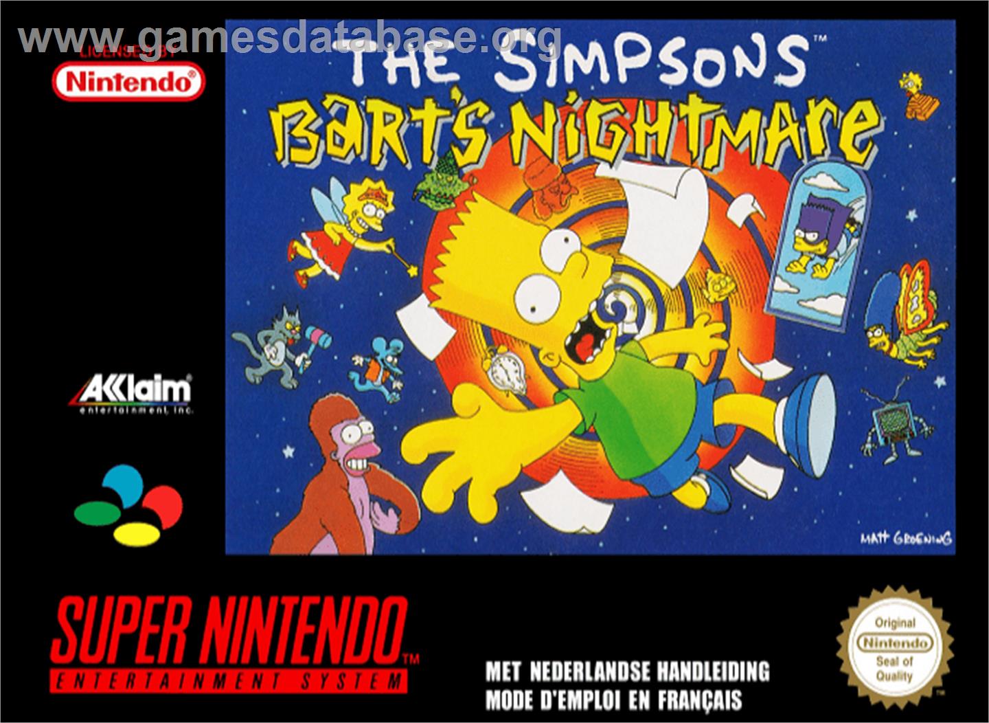 The Simpsons: Bart's Nightmare - Nintendo SNES - Artwork - Box