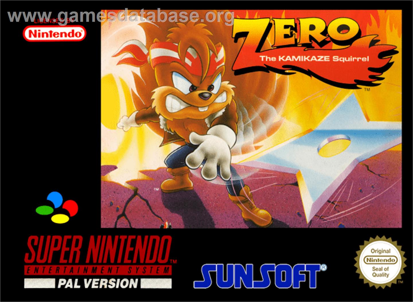 Zero the Kamikaze Squirrel - Nintendo SNES - Artwork - Box