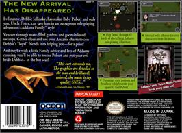 Box back cover for Addams Family Values on the Nintendo SNES.