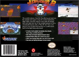 Box back cover for Aero the Acro-Bat 2 on the Nintendo SNES.