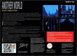 Box back cover for Another World on the Nintendo SNES.
