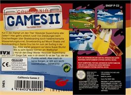 Box back cover for California Games II on the Nintendo SNES.