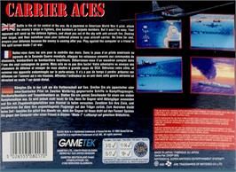 Box back cover for Carrier Aces on the Nintendo SNES.