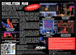 Box back cover for Demolition Man on the Nintendo SNES.
