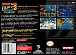 Box back cover for Donkey Kong Country 3: Dixie Kong's Double Trouble! on the Nintendo SNES.