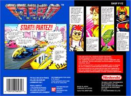 Box back cover for F-Zero on the Nintendo SNES.