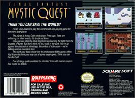 Box back cover for Final Fantasy: Mystic Quest on the Nintendo SNES.