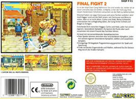 Box back cover for Final Fight 2 on the Nintendo SNES.