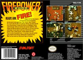 Box back cover for Firepower 2000 on the Nintendo SNES.