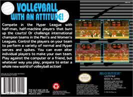 Box back cover for Hyper V-Ball on the Nintendo SNES.