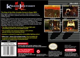 Box back cover for Killer Instinct on the Nintendo SNES.
