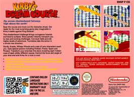 Box back cover for Kirby's Dream Course on the Nintendo SNES.