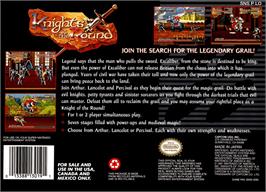 Box back cover for Knights of the Round on the Nintendo SNES.