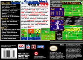 Box back cover for Madden NFL '95 on the Nintendo SNES.