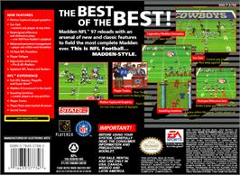 Box back cover for Madden NFL '97 on the Nintendo SNES.
