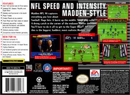 Box back cover for Madden NFL '98 on the Nintendo SNES.