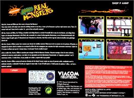 Box back cover for Nickelodeon: Aaahh!!! Real Monsters on the Nintendo SNES.