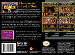Box back cover for Obitus on the Nintendo SNES.