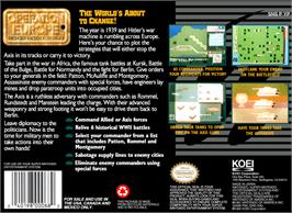 Box back cover for Operation Europe: Path to Victory 1939-45 on the Nintendo SNES.