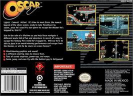Box back cover for Oscar on the Nintendo SNES.