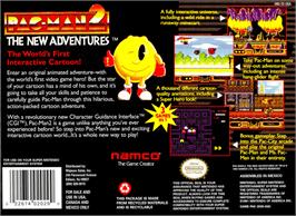 Box back cover for Pac-Man 2: The New Adventures on the Nintendo SNES.