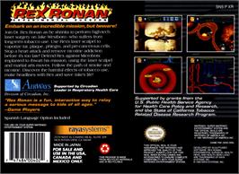 Box back cover for Rex Ronan: Experimental Surgeon on the Nintendo SNES.