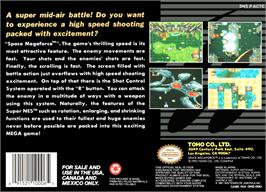 Box back cover for Space Megaforce on the Nintendo SNES.