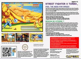 Box back cover for Street Fighter II Turbo: Hyper Fighting on the Nintendo SNES.