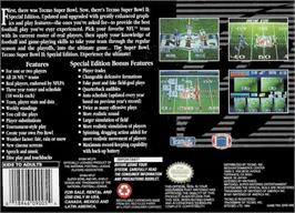 Box back cover for Tecmo Super Bowl II: Special Edition on the Nintendo SNES.