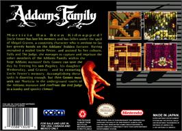 Box back cover for The Addams Family on the Nintendo SNES.