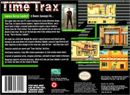 Box back cover for Time Trax on the Nintendo SNES.