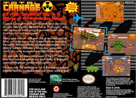 Box back cover for Total Carnage on the Nintendo SNES.