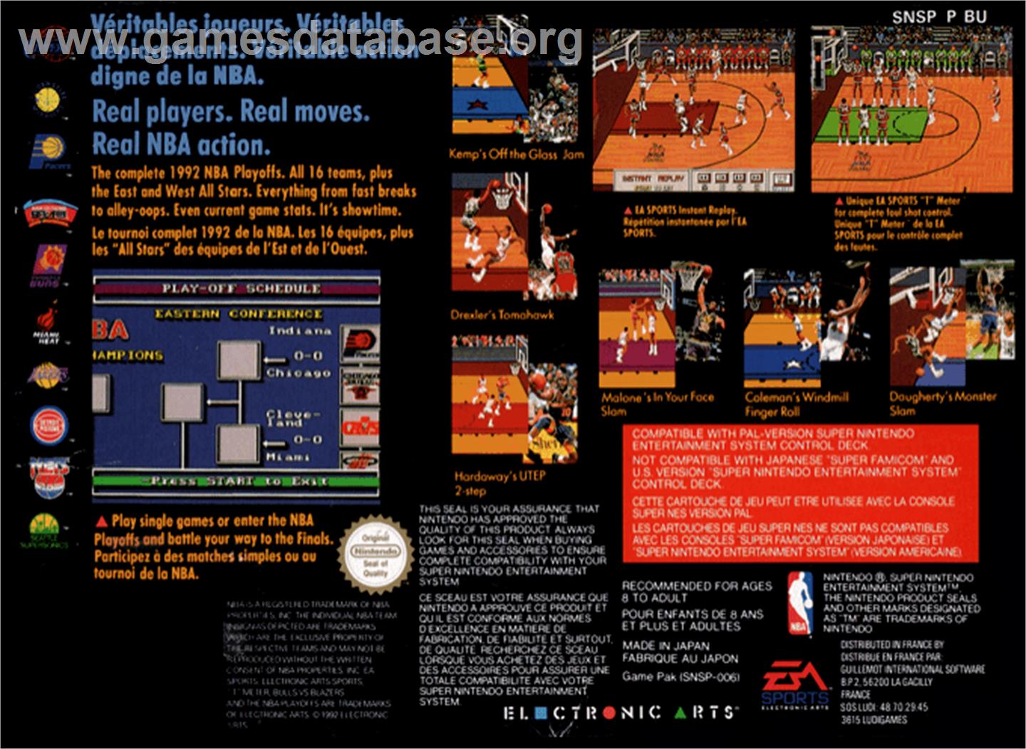 Bulls vs. Blazers and the NBA Playoffs - Nintendo SNES - Artwork - Box Back