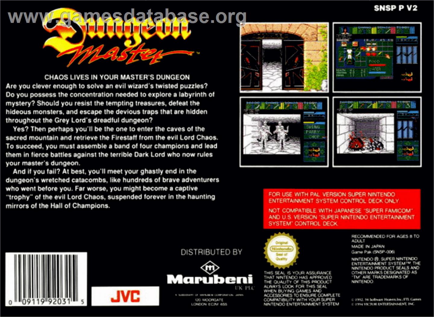 Dungeon Master - Nintendo SNES - Artwork - Box Back