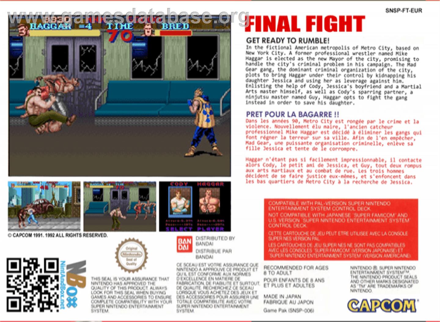 Final Fight - Nintendo SNES - Artwork - Box Back