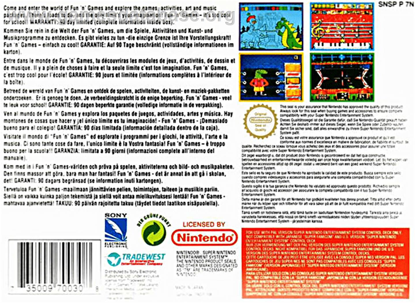 Fun 'N Games - Nintendo SNES - Artwork - Box Back