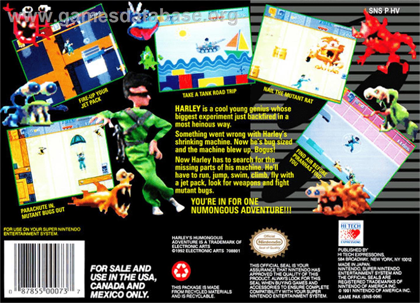 Harley's Humongous Adventure - Nintendo SNES - Artwork - Box Back