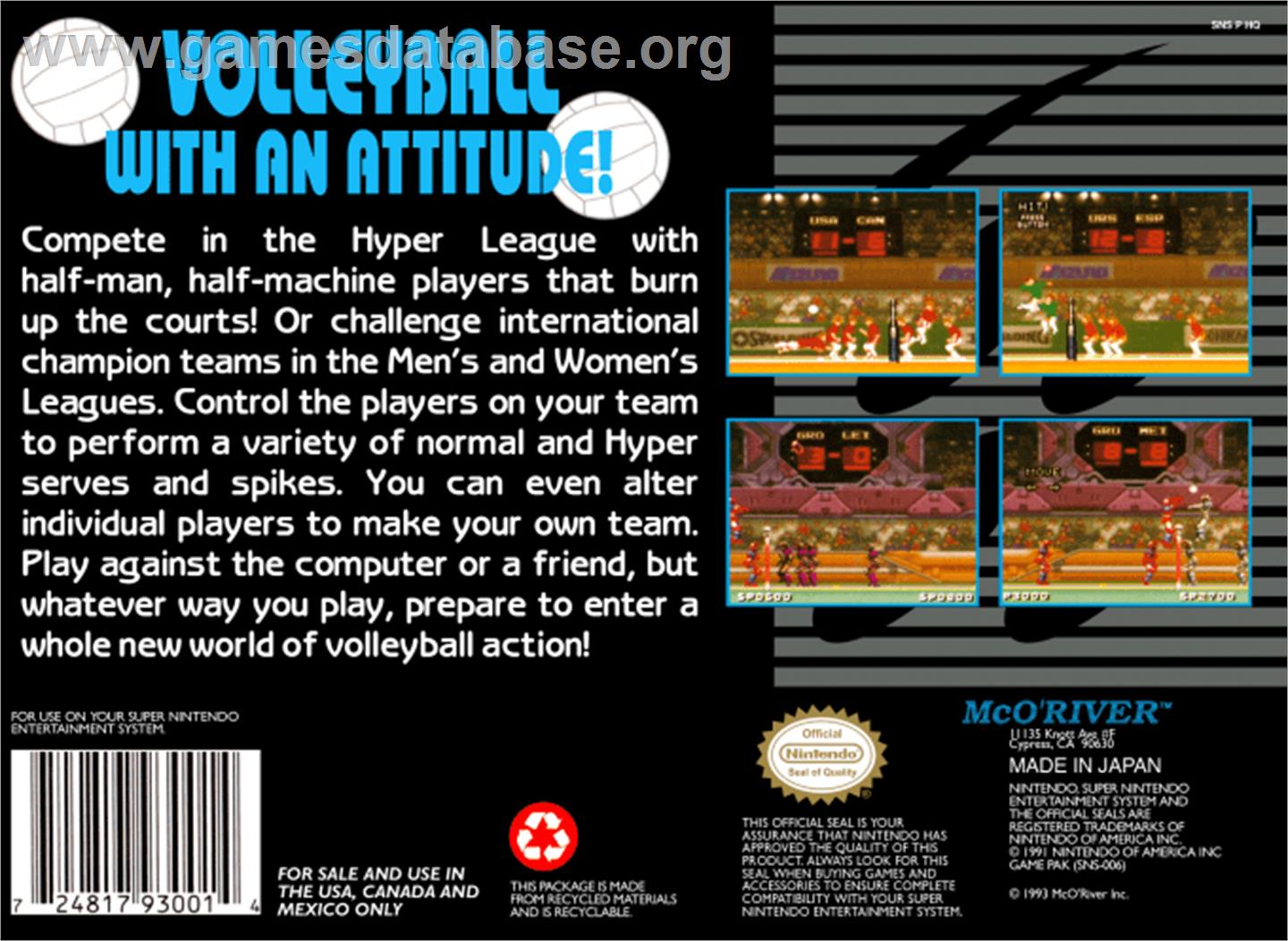 Hyper V-Ball - Nintendo SNES - Artwork - Box Back