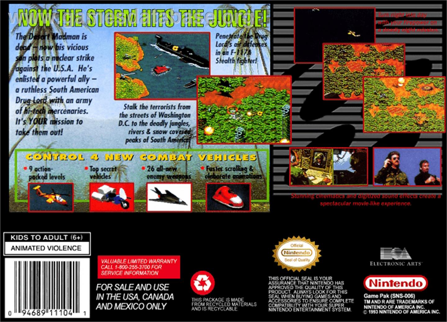 Jungle Strike - Nintendo SNES - Artwork - Box Back