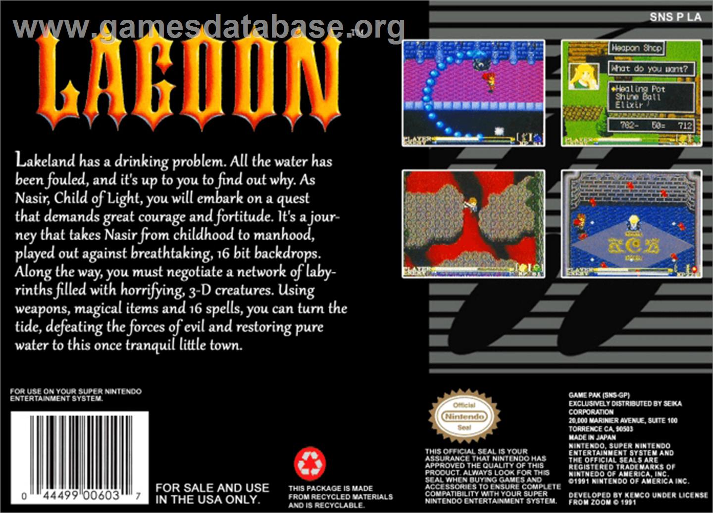 Lagoon - Nintendo SNES - Artwork - Box Back