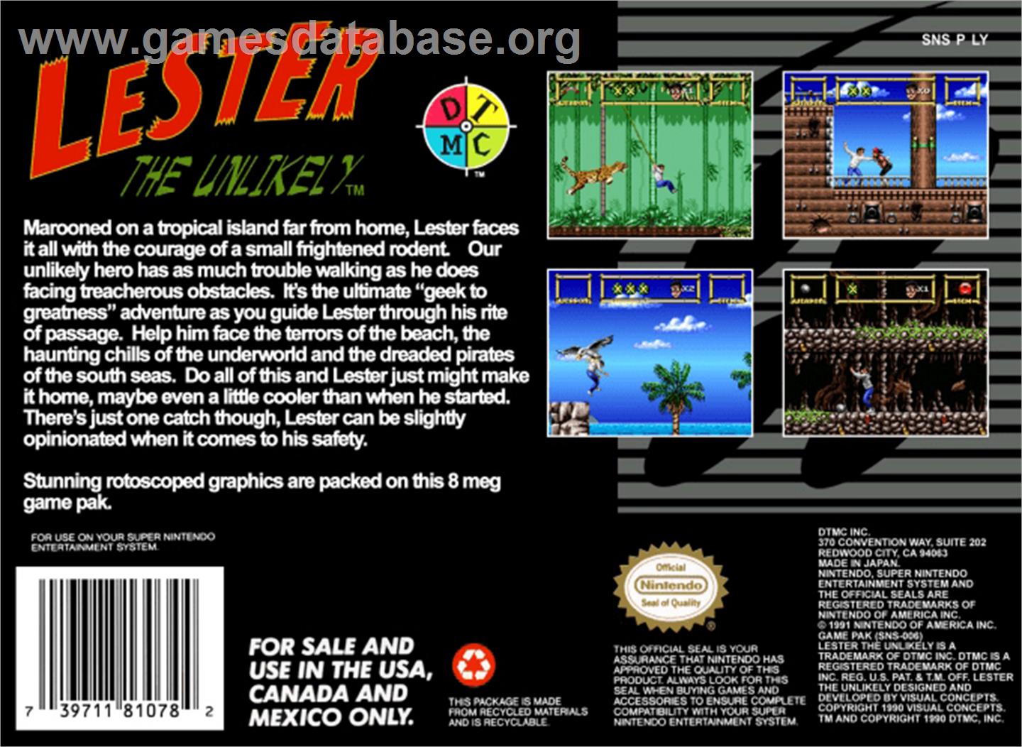 Lester the Unlikely - Nintendo SNES - Artwork - Box Back