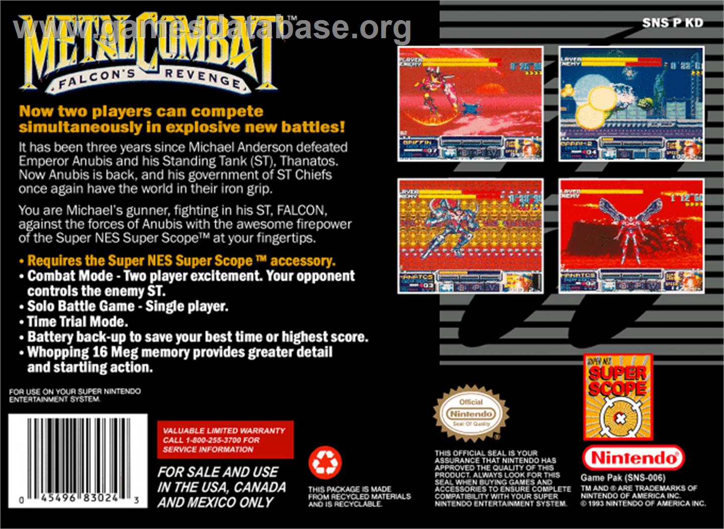 Metal Combat: Falcon's Revenge - Nintendo SNES - Artwork - Box Back