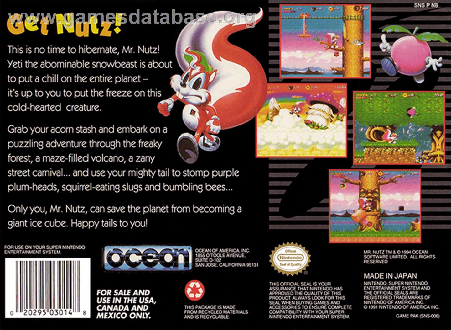 Mr. Nutz - Nintendo SNES - Artwork - Box Back