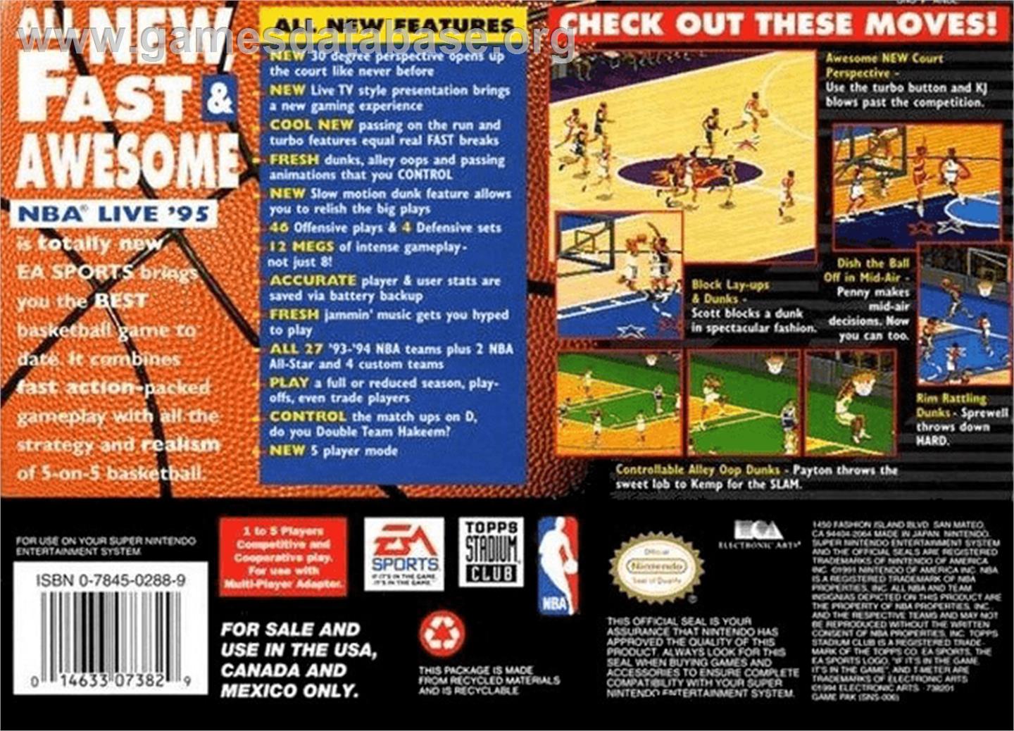 NBA Live '95 - Nintendo SNES - Artwork - Box Back
