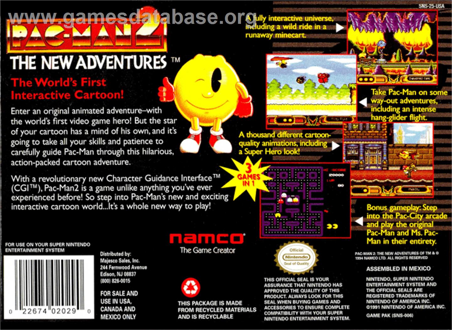 Pac-Man 2: The New Adventures - Nintendo SNES - Artwork - Box Back