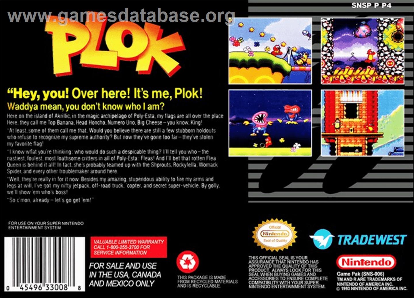 Plok - Nintendo SNES - Artwork - Box Back