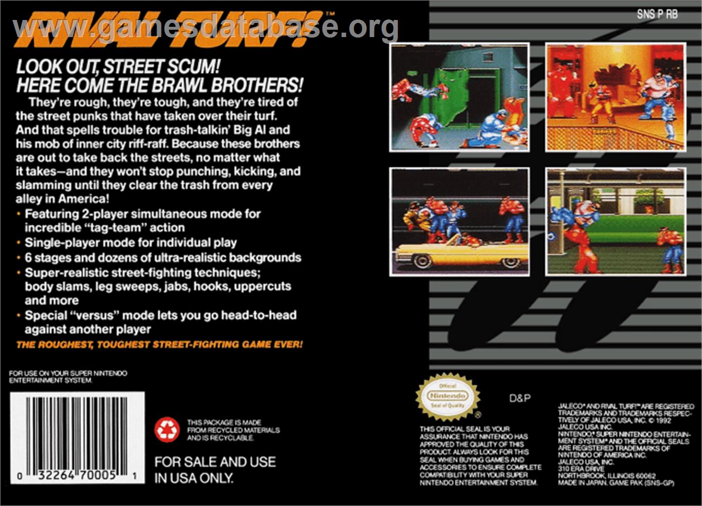 Rival Turf - Nintendo SNES - Artwork - Box Back